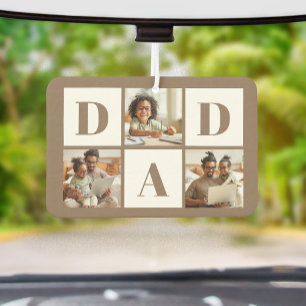 Dad 3 Photo Collage Bold Brown Typography Air Freshener