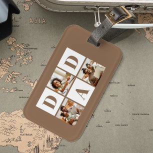 Dad 3 Photo Collage Brown Luggage Tag
