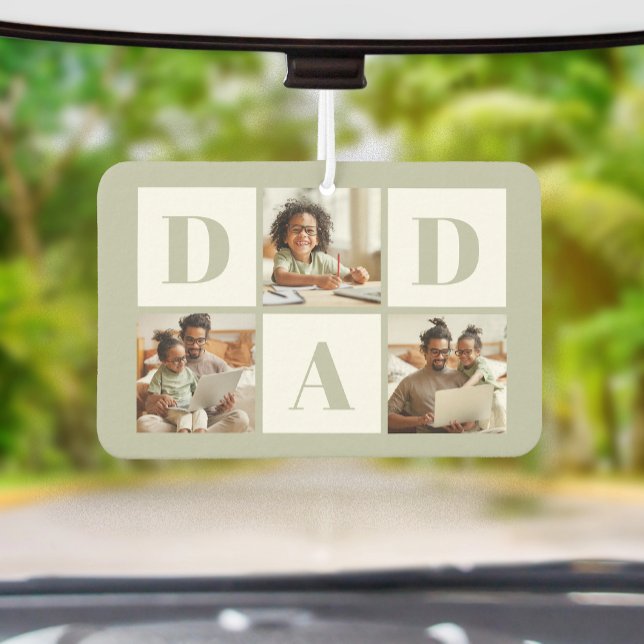 Dad 3 Photo Collage Sage Green Air Freshener (Creator Uploaded)