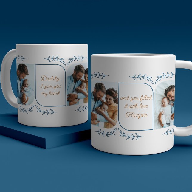 Dad 3 Vertical Photo Loving Words Botanical Coffee Mug (Creator Uploaded)