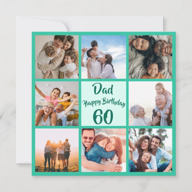 Dad 60th Happy Birthday photo template square (Front)