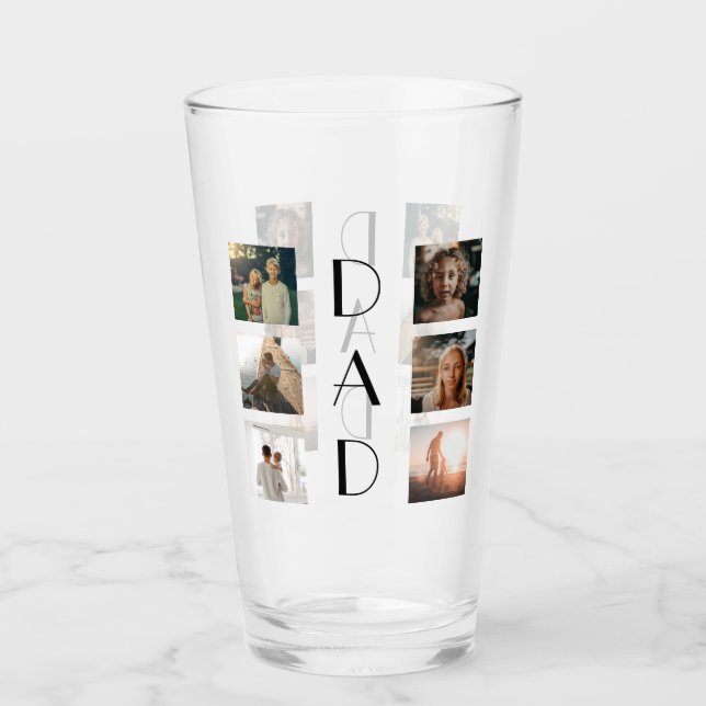 Dad 6 Photo Collage Cute Elegant Father’s Day Glass (Front)