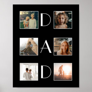 Dad 6 Photo Collage Cute Elegant Father’s Day Poster
