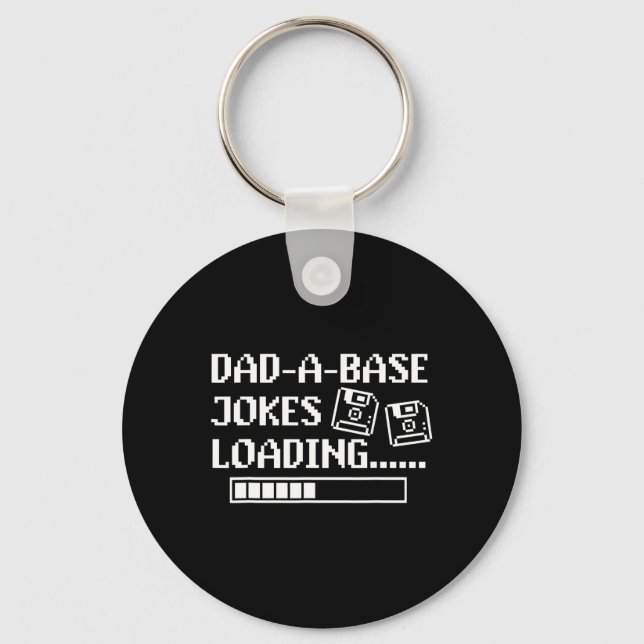 Dad-a-base Jokes Loading Retro Funny Cringe Father Keychain (Front)