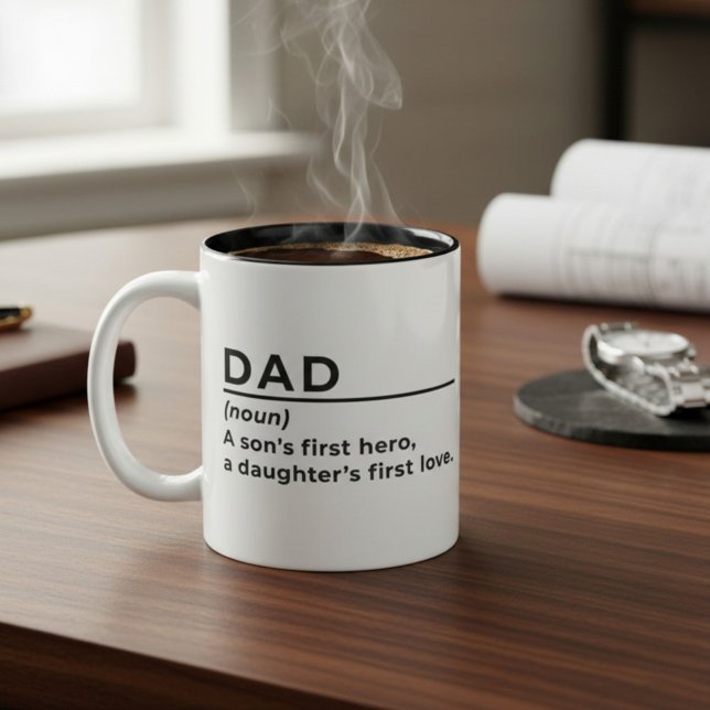 Dad A Son's First Hero A Daughter's First Love Two-Tone Coffee Mug (Creator Uploaded)