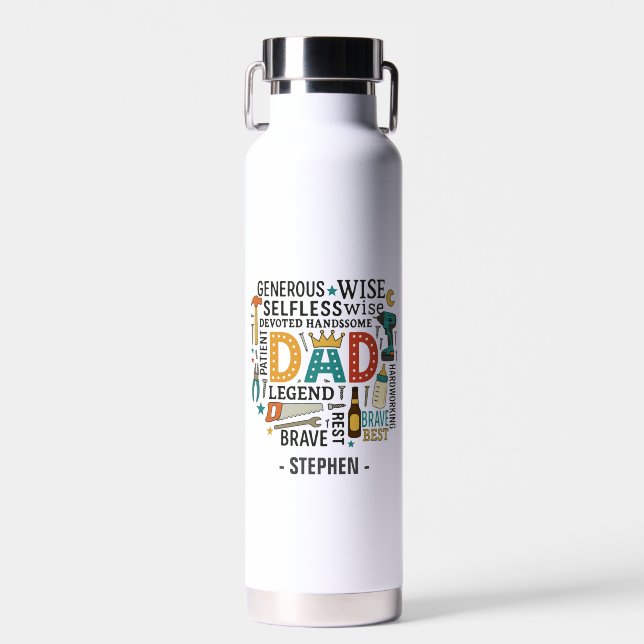 Dad – A Tribute of Strength, Love, & Devotion (2) Water Bottle (Front)