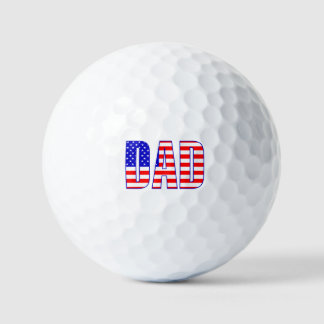 Dad American Flag Patterned Text Golf Balls