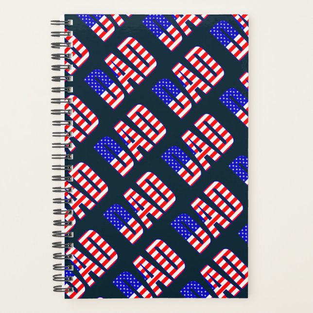 Dad American Flag Patterned Text Planner (Front)