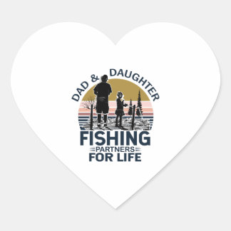 Dad And Daughter Fishing Partners For Life Heart Sticker