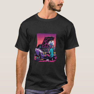 Dad and Daughter Fixing Car Retro Pop Car Mechanic T-Shirt