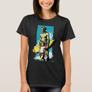 Dad And Daughter Surfing Retro Pop Surfer Dad  1 T-Shirt