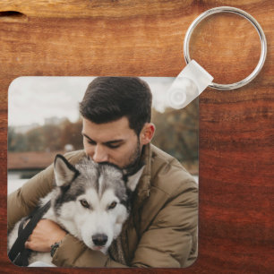 Dad And Dog Photo Keychain