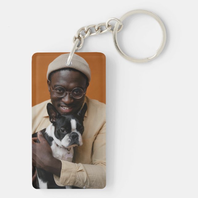 Dad And Dog Photo Keychain (Back)