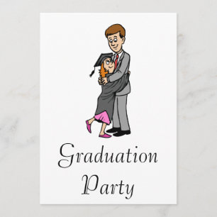 Dad and girl graduate invitation