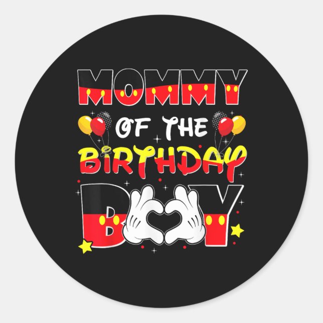 Dad And Mom Mommy Of The Birthday Boy Tee Family P Classic Round Sticker (Front)