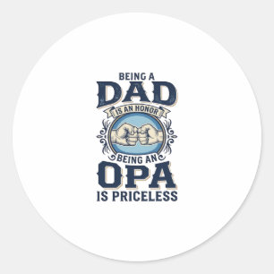 Dad and Opa Vintage Fist Bump Shirt Design_1 Classic Round Sticker