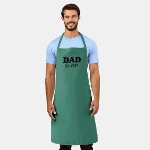 Dad aquamarine black Custom Est date Modern Apron