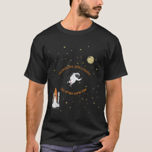 Dad Astronaut Moon Rocket Monogram Solar System T-Shirt