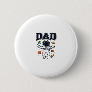 Dad Astronaut Space Vector Shirt Design_1 2 Inch Round Button