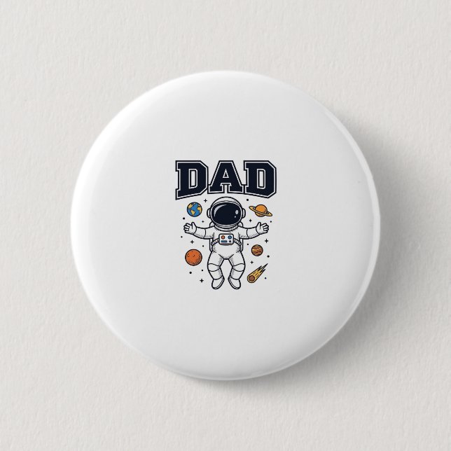 Dad Astronaut Space Vector Shirt Design_1 2 Inch Round Button (Front)