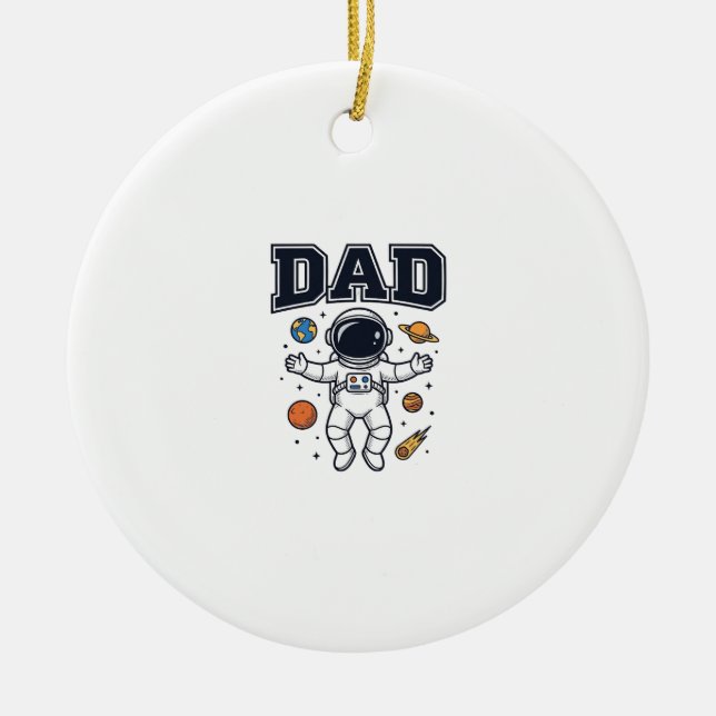 Dad Astronaut Space Vector Shirt Design_1 Ceramic Ornament (Front)