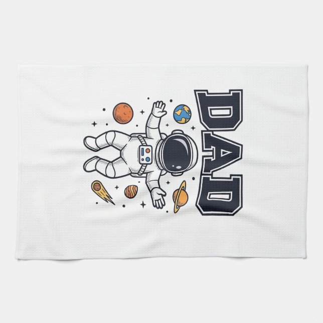 Dad Astronaut Space Vector Shirt Design_1 Kitchen Towel (Horizontal)