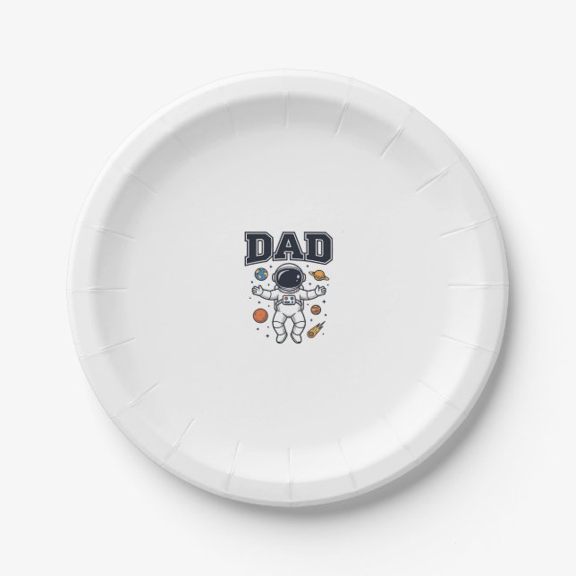 Dad Astronaut Space Vector Shirt Design_1 Paper Plate (Front)