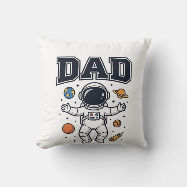 Dad Astronaut Space Vector Shirt Design_1 Throw Pillow (Front)