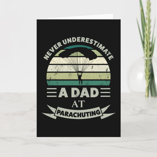 Dad at Parachuting Funny Gift Fathers Day Men Card (Front)