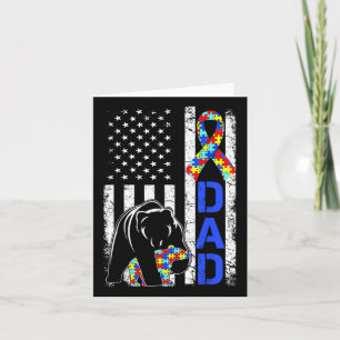 Dad Autism Awareness American Flag Fathers Day Card
