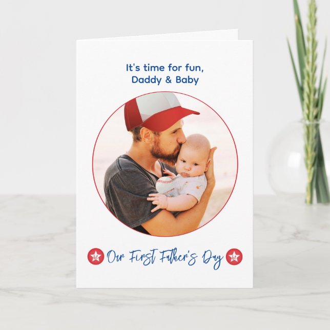 Dad Baby Photo Modern New Dad 1st Fathers Day Card (Front)