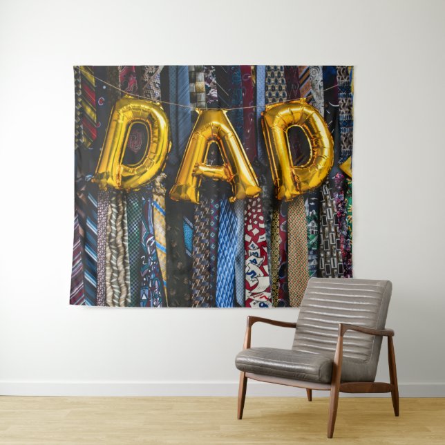 Dad Balloons in Gold with Colorful Neck Ties Tapestry (In Situ (Horizontal))