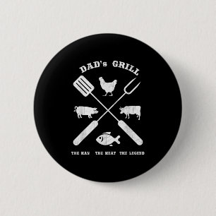 Dad Barbecue Grill The Man Meat Legend Funny Grill 2 Inch Round Button