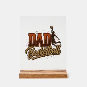 Dad Basketball Vintage Engraving Shirt Design_1 Acrylic Sign