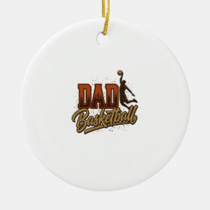 Dad Basketball Vintage Engraving Shirt Design_1 Ceramic Ornament