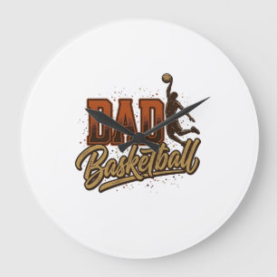 Dad Basketball Vintage Engraving Shirt Design_1 Large Clock