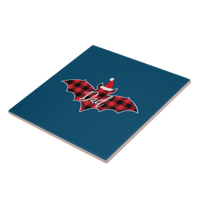 Dad Bat Christmas Papa Pajama Red Plaid Buffalo Tile (Side)