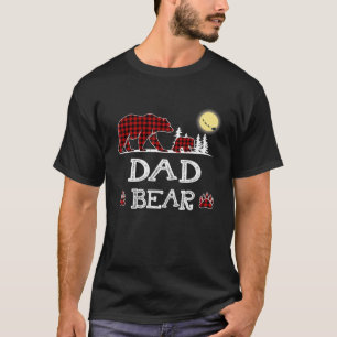 Dad Bear Christmas Pajama Red Plaid Buffalo Family T-Shirt
