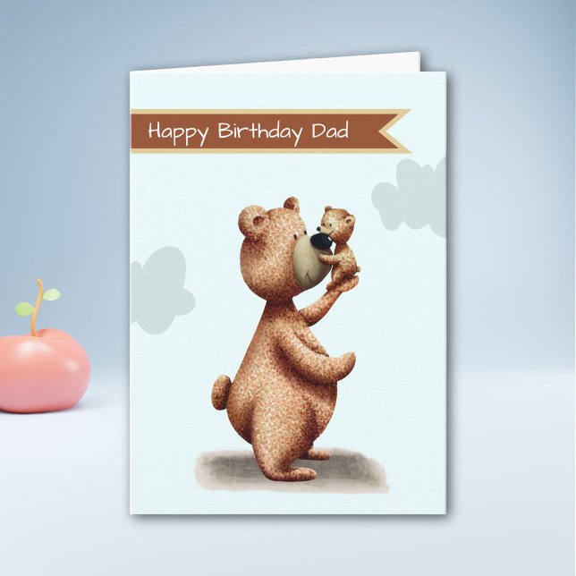 Dad Bear with Cub Father Personalized Birthday Card (Creator Uploaded)