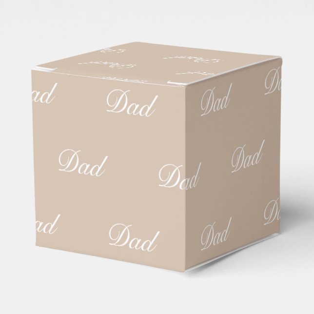 Dad beige tan white custom script elegant chic favor box (Front Side)