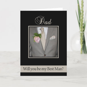 Dad Best Man request Grey Suit Invitation