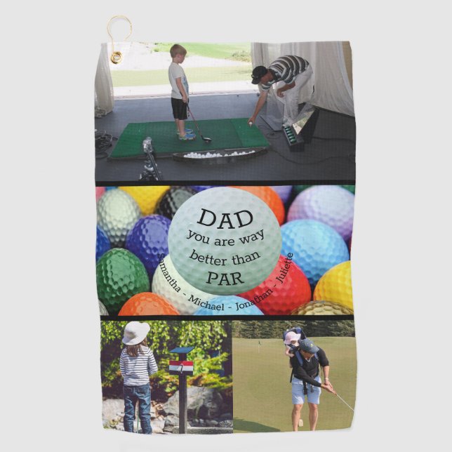 Dad better than Par Personalized Photo Collage  Go Golf Towel (Front)
