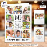 Dad Birthday 12 Photos Simply The Best Card<br><div class="desc">Celebrate Dad's birthday with this greeting card with a total of 12 photos--a photo collage with 10 pictures on the cover and one on each side inside. The cover features a modern typography title design that says DAD, YOU ARE SIMPLY THE BEST and personalized with your custom text below (the...</div>