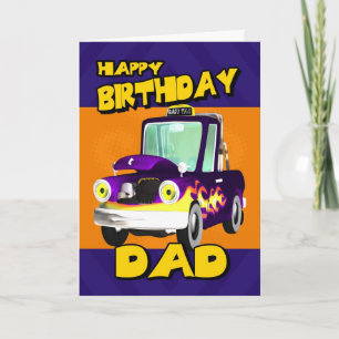 dad birthday card with dad's taxi cartoon pick-up