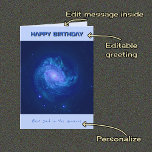 Dad birthday custom text spiral galaxy card<br><div class="desc">Both parts of the greeting on the front of this birthday card can be personalized. Inside you can use the default "Wishing on a star for a birthday that is out of this world" message, or you can type your own. The image for this birthday card (which I have recolored),...</div>