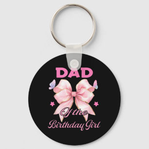 Dad Birthday Girl Matching Coquette nk Bow Keychain