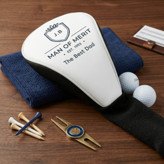 Dad Birthday Monogram Initials Name Man Of Merit Golf Head Cover