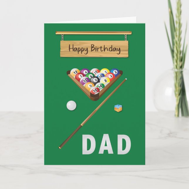 Dad Birthday Pool Billiards Game Fun Card (Front)