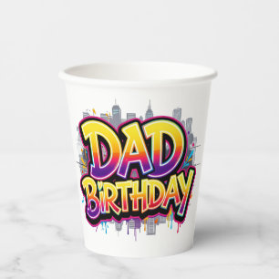 Dad Birthday Rainbow City Graffiti Paper Cups