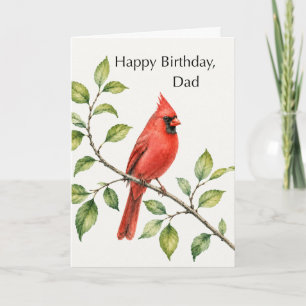 Dad Birthday Red Cardinal on Branch Card